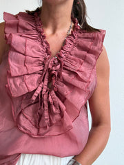 Blusa sem Manga telha com folho