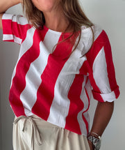 Blusa riscas vermelho