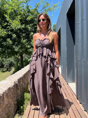 Vestido Zahara castanho