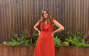 Vestido Babados laranja