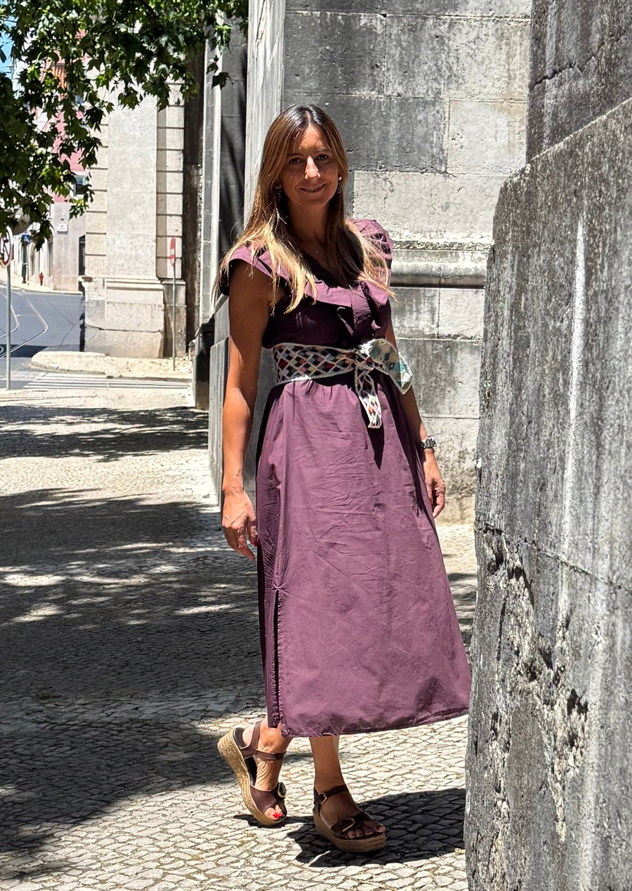 Vestido Babados ameixa