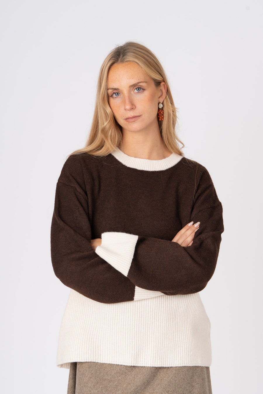 Camisola Bicolor castanho