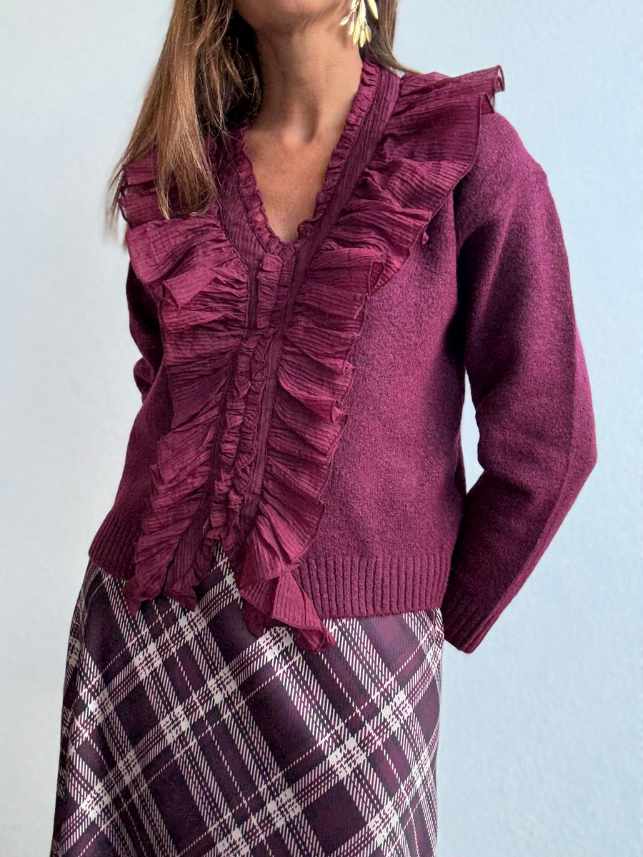 Camisola Volantes Vinho