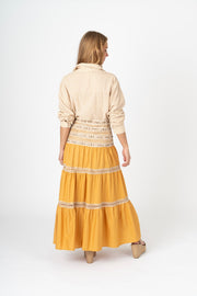 Saia Boho Bordada amarelo