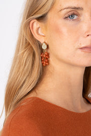 Brincos Uva Pedras Laranja
