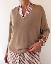 Camisola Manga 3/4 Camel
