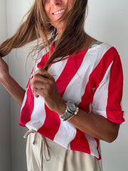 Blusa riscas vermelho