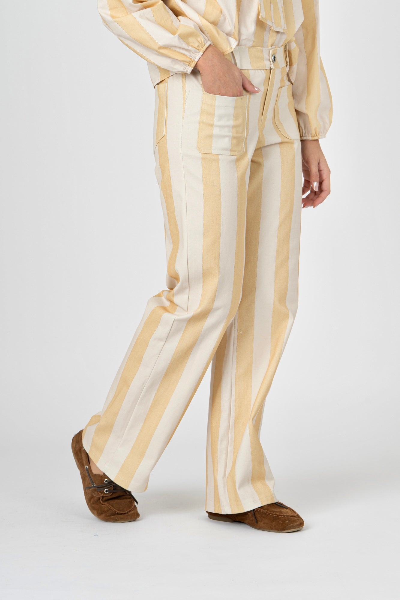 Calças Riscas amarelo