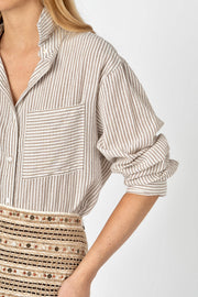 Camisa riscas beje
