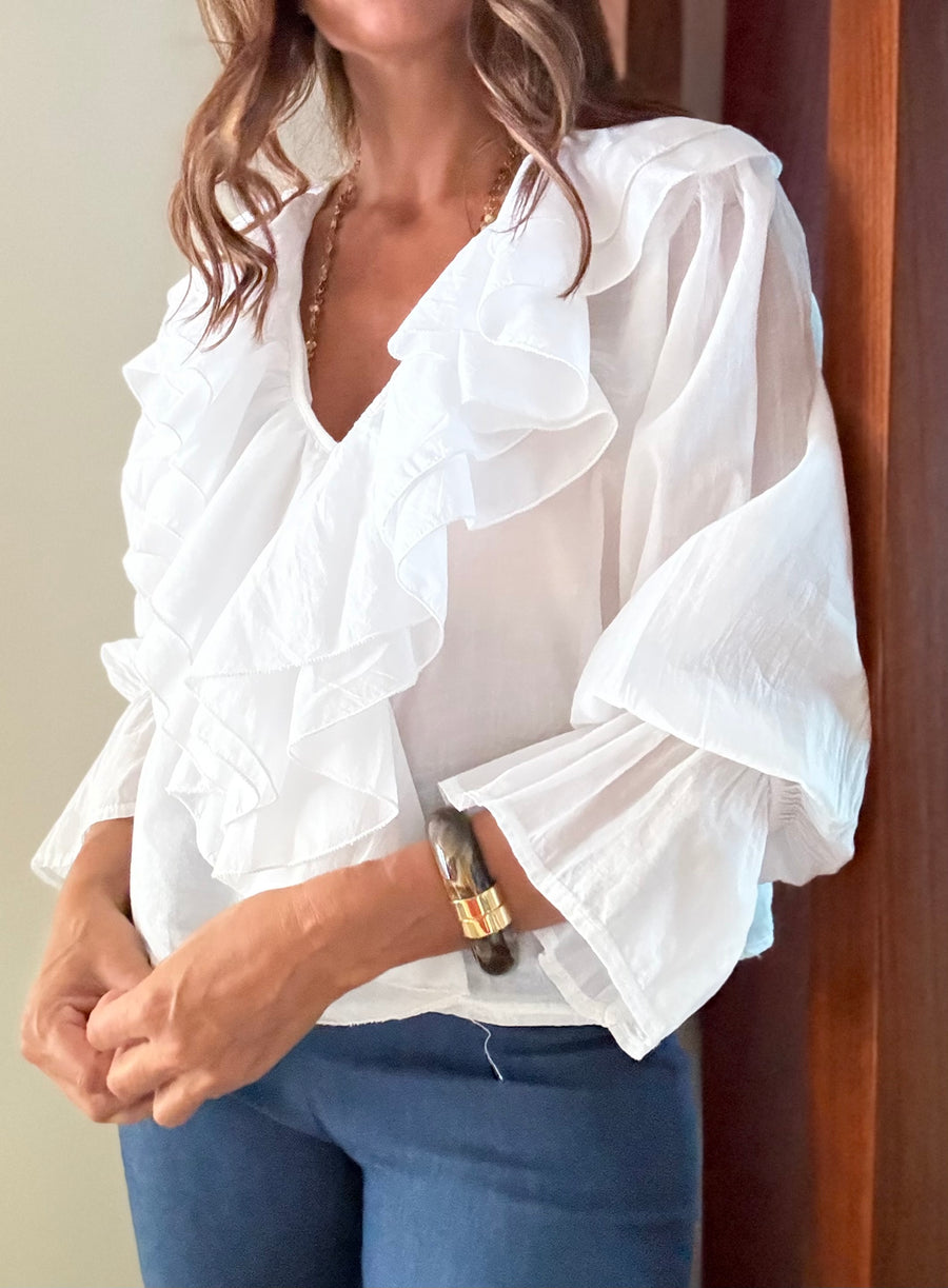 Blusa Folhos Branca