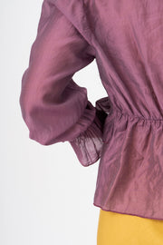 Blusa fluida com babados malva