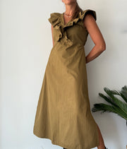 Vestido Babados oliva
