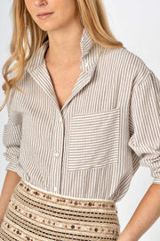 Camisa riscas beje