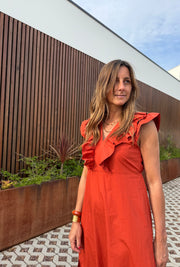 Vestido Babados laranja