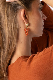 Brincos Uva Pedras Laranja