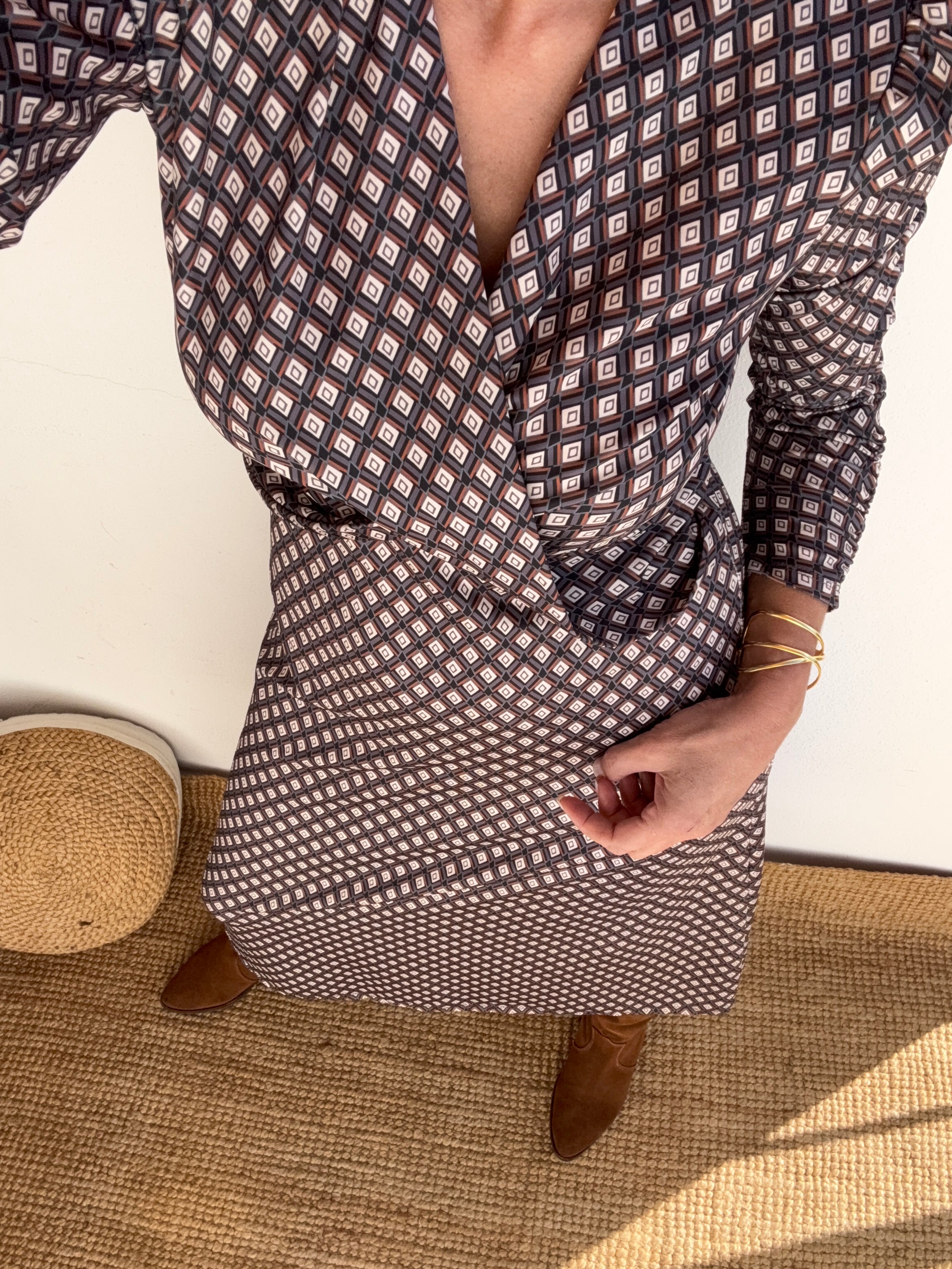 Vestido malha fria cinzento