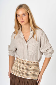 Camisa riscas beje