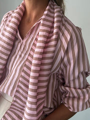 Blusa  acetinada riscas rosa