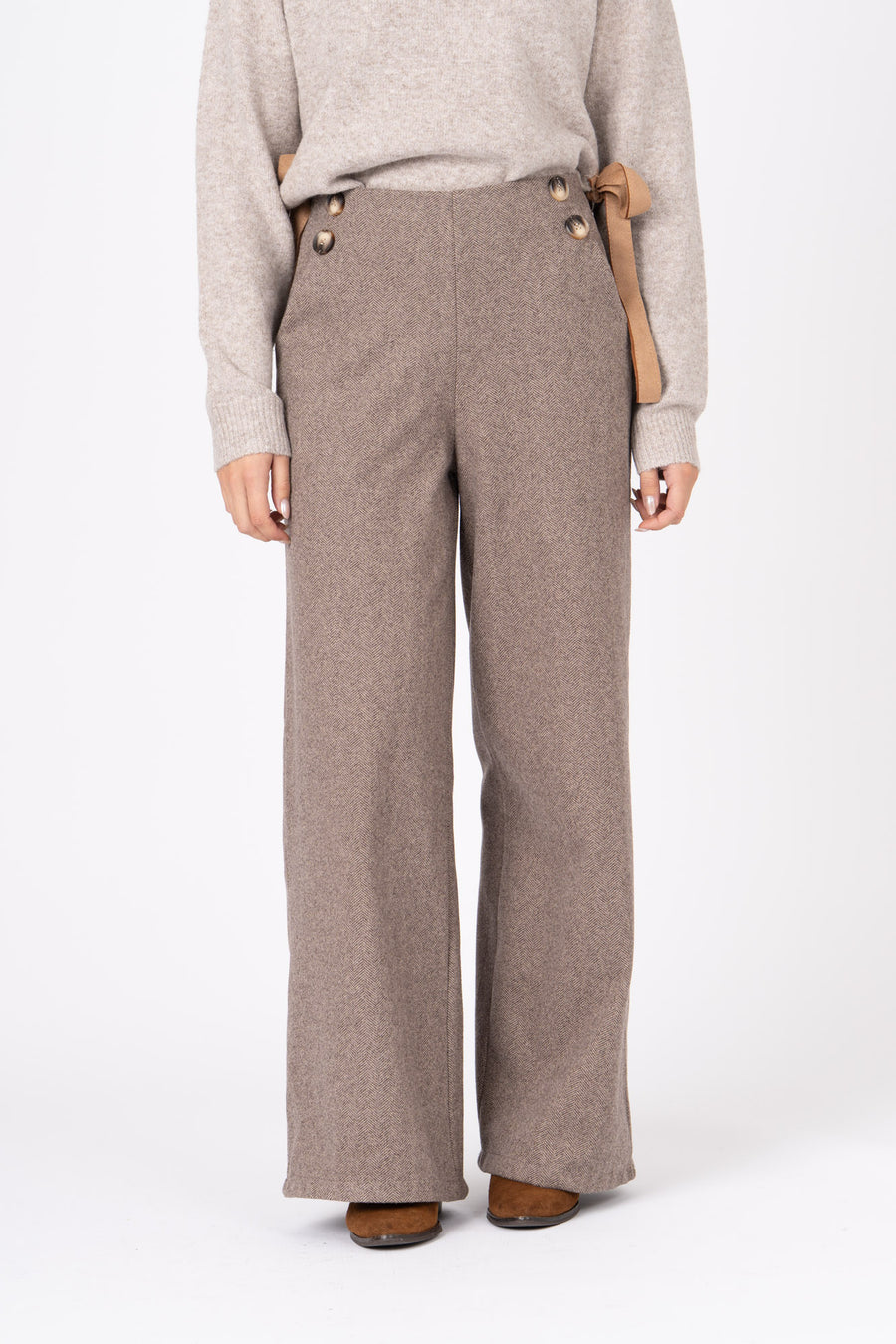 Calças Espinha Camel ref:30131