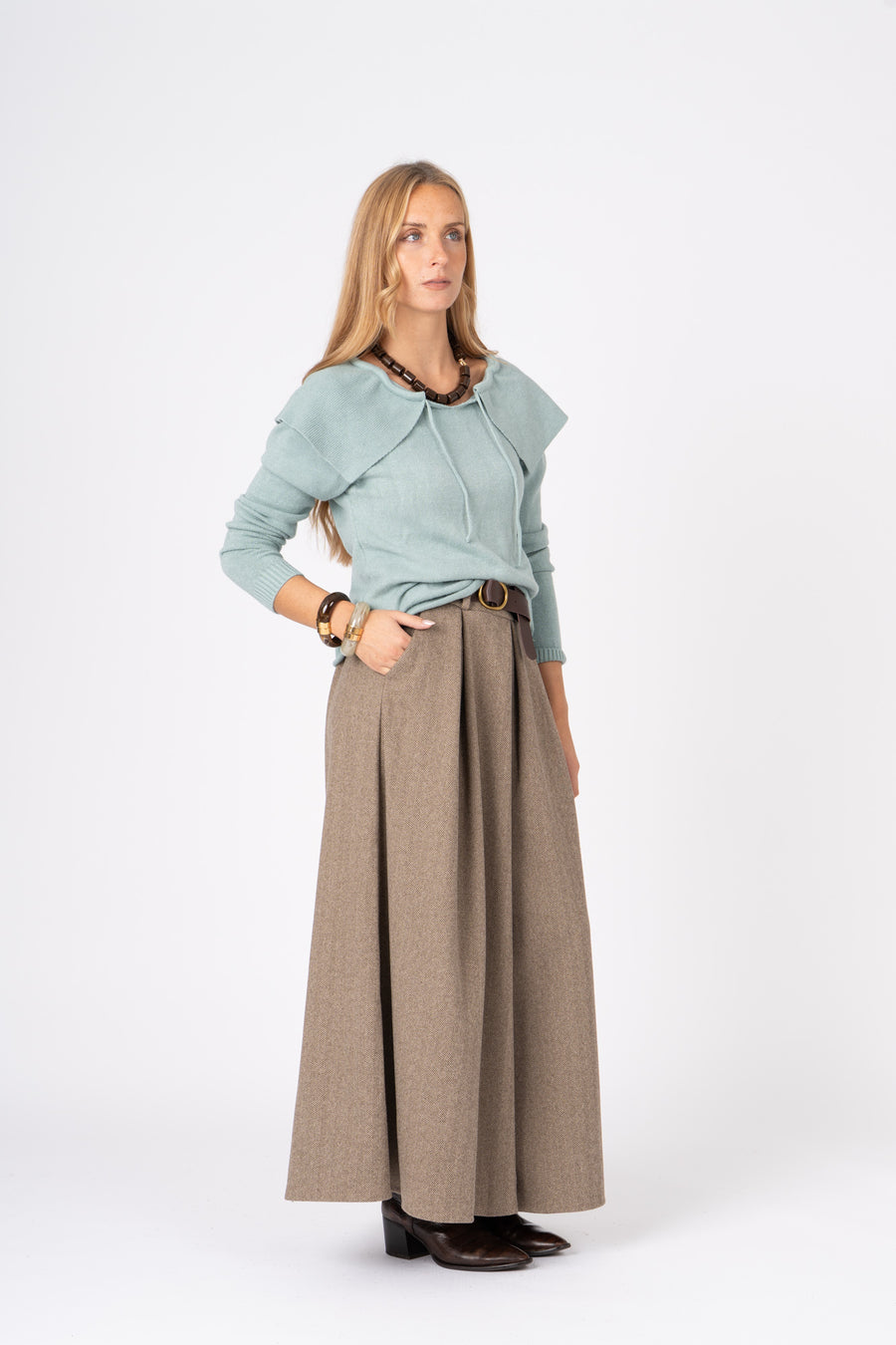 Saia Calça Espinha Camel Ref:300451