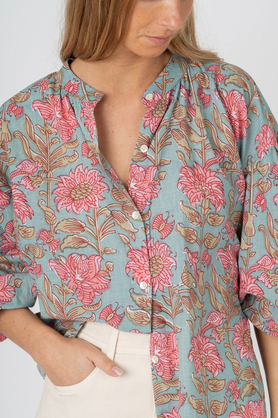 Blusa estampado verde água
