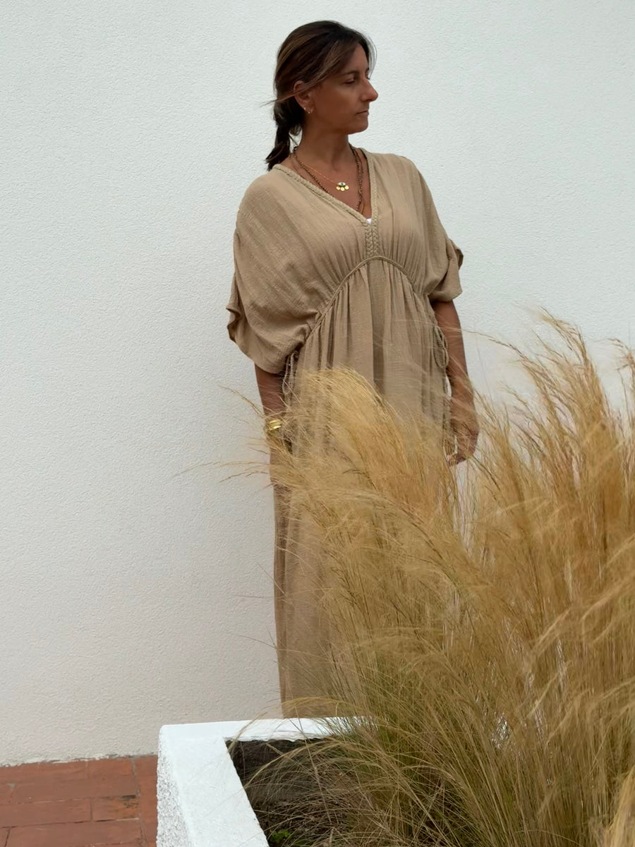 Kaftan Trança Areia