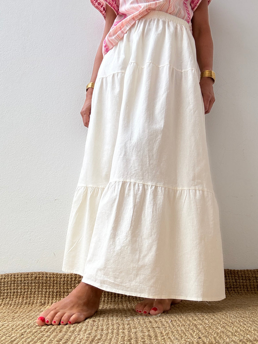 Falda bohemia cruda