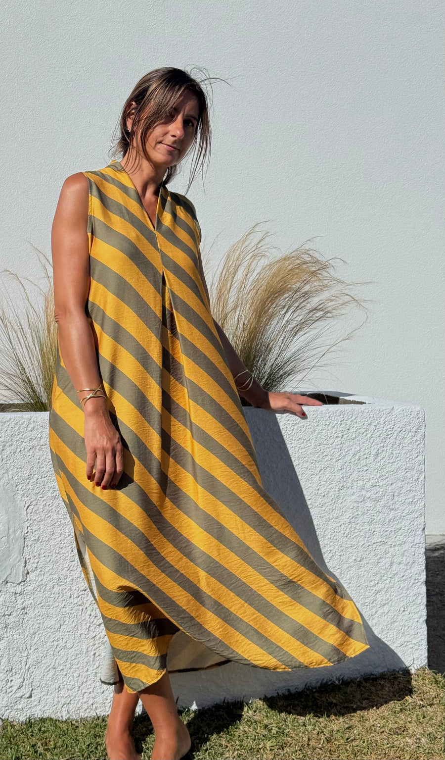 Vestido Risca Solta Mostarda
