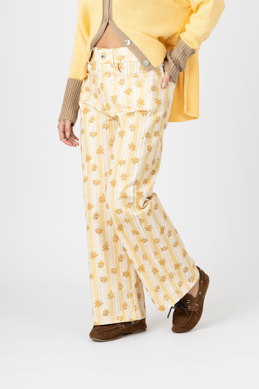Calças Capri Floral amarelo
