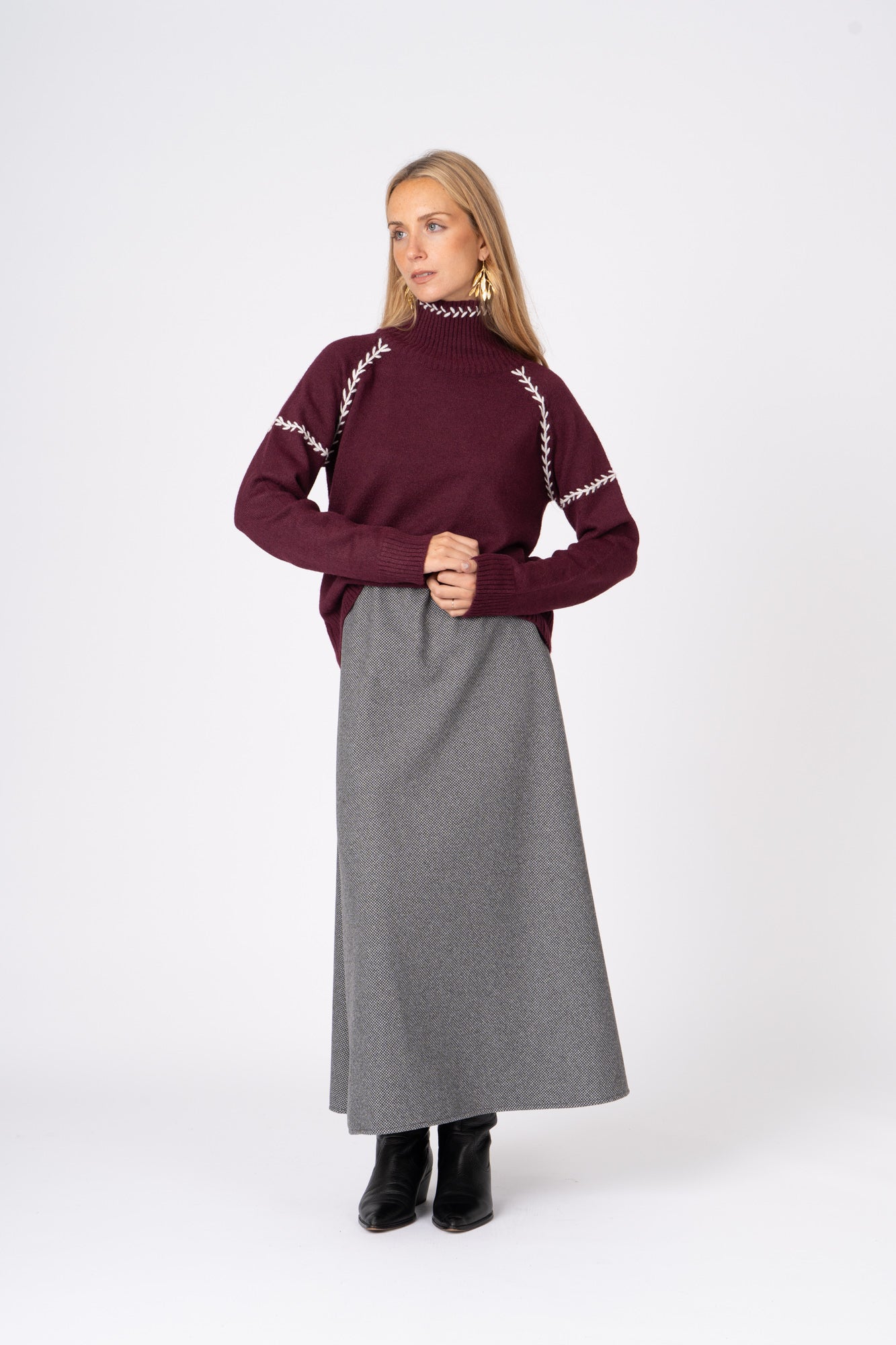 Camisola Espiga  bordeaux