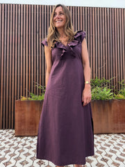 Vestido Babados ameixa