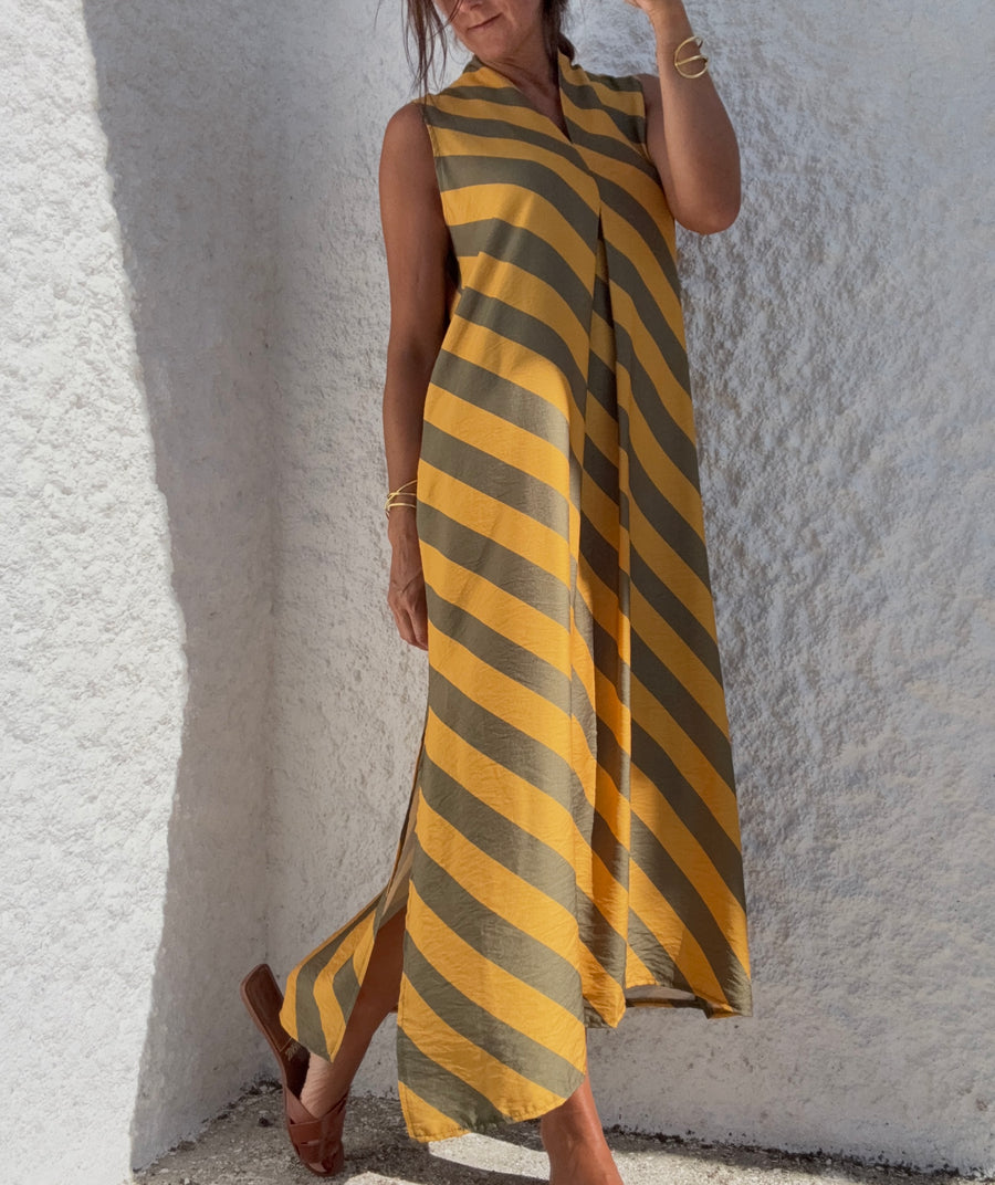 Vestido Risca Solta Mostarda