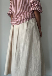 Saia Midi Plissada com Laço marfim