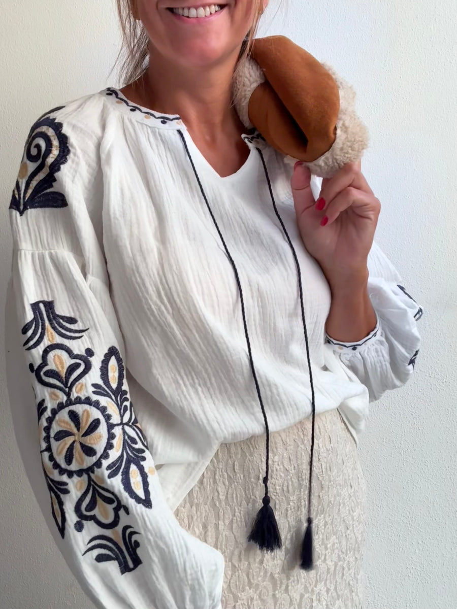 Blusa Folk Azul