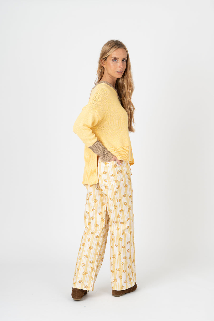 Calças Capri Floral amarelo
