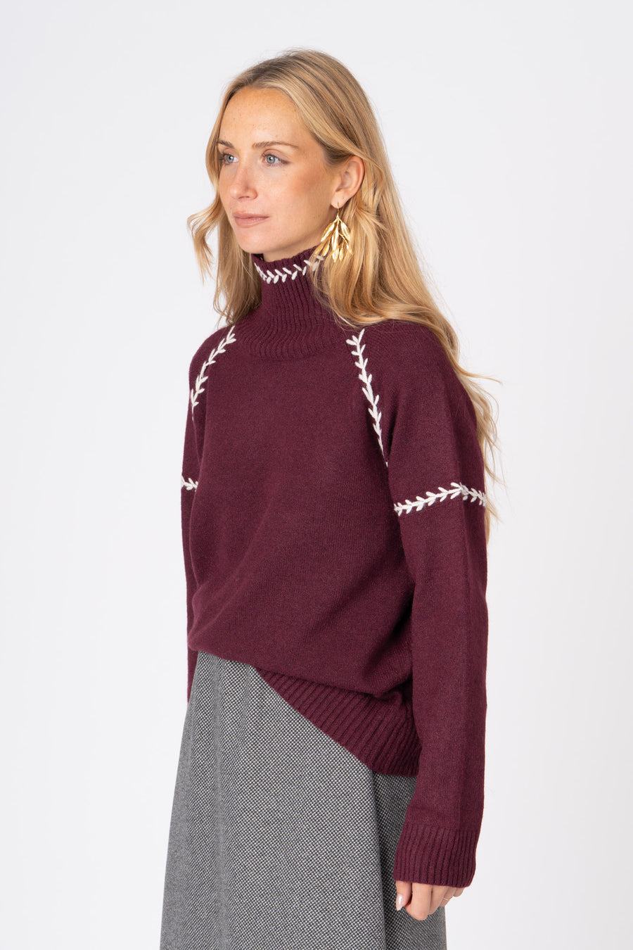 Camisola Espiga  bordeaux