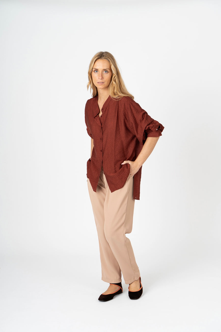 Camisa oversized terracota