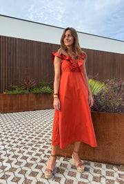 Vestido Babados laranja