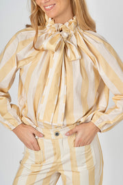 Blusa Listrada Amarelo com Laço