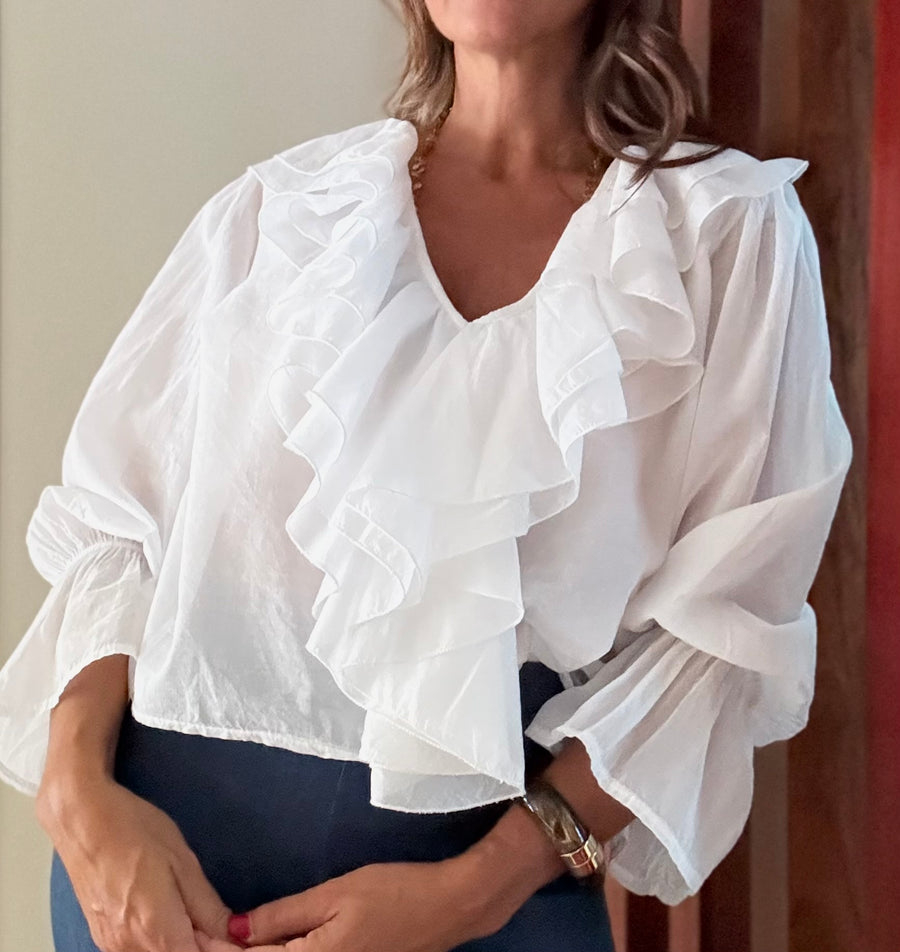 Blusa Folhos Branca
