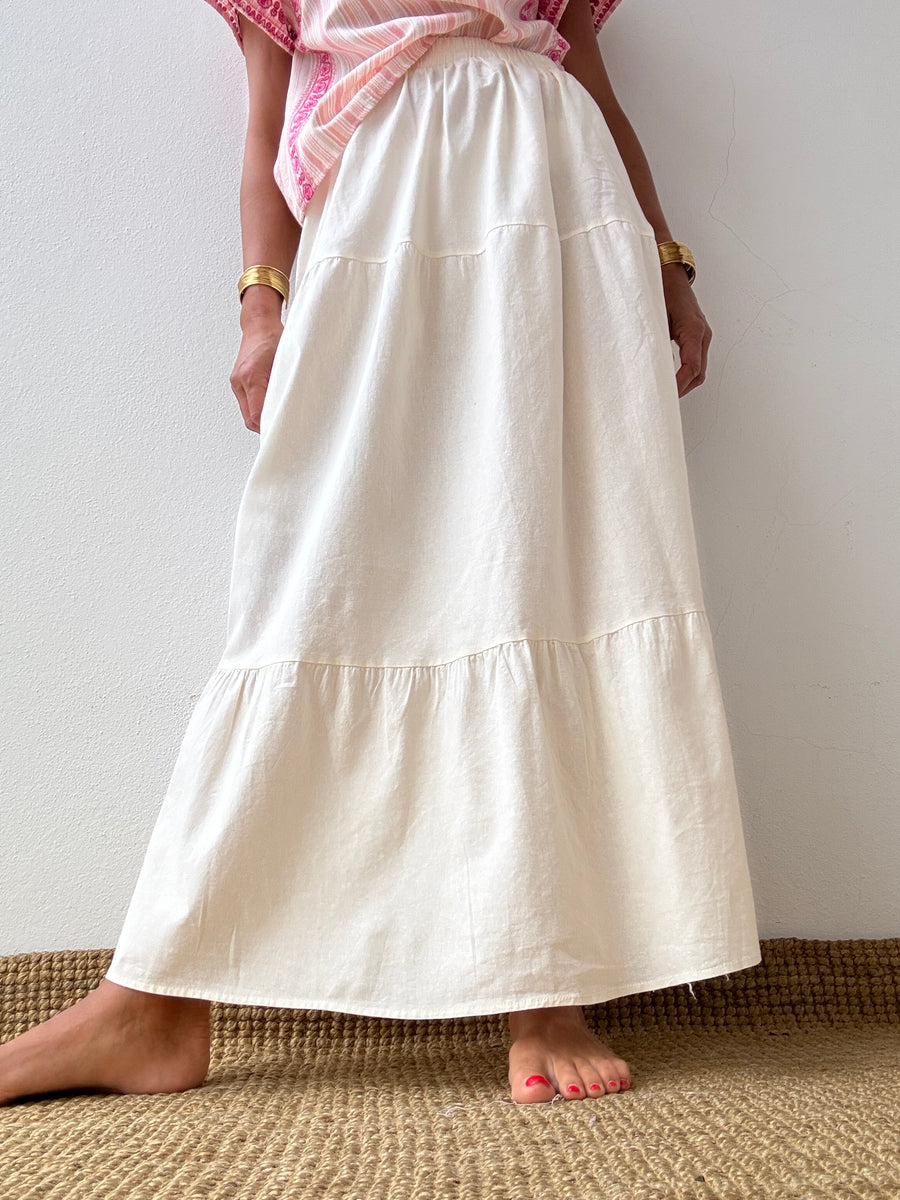 Falda bohemia cruda