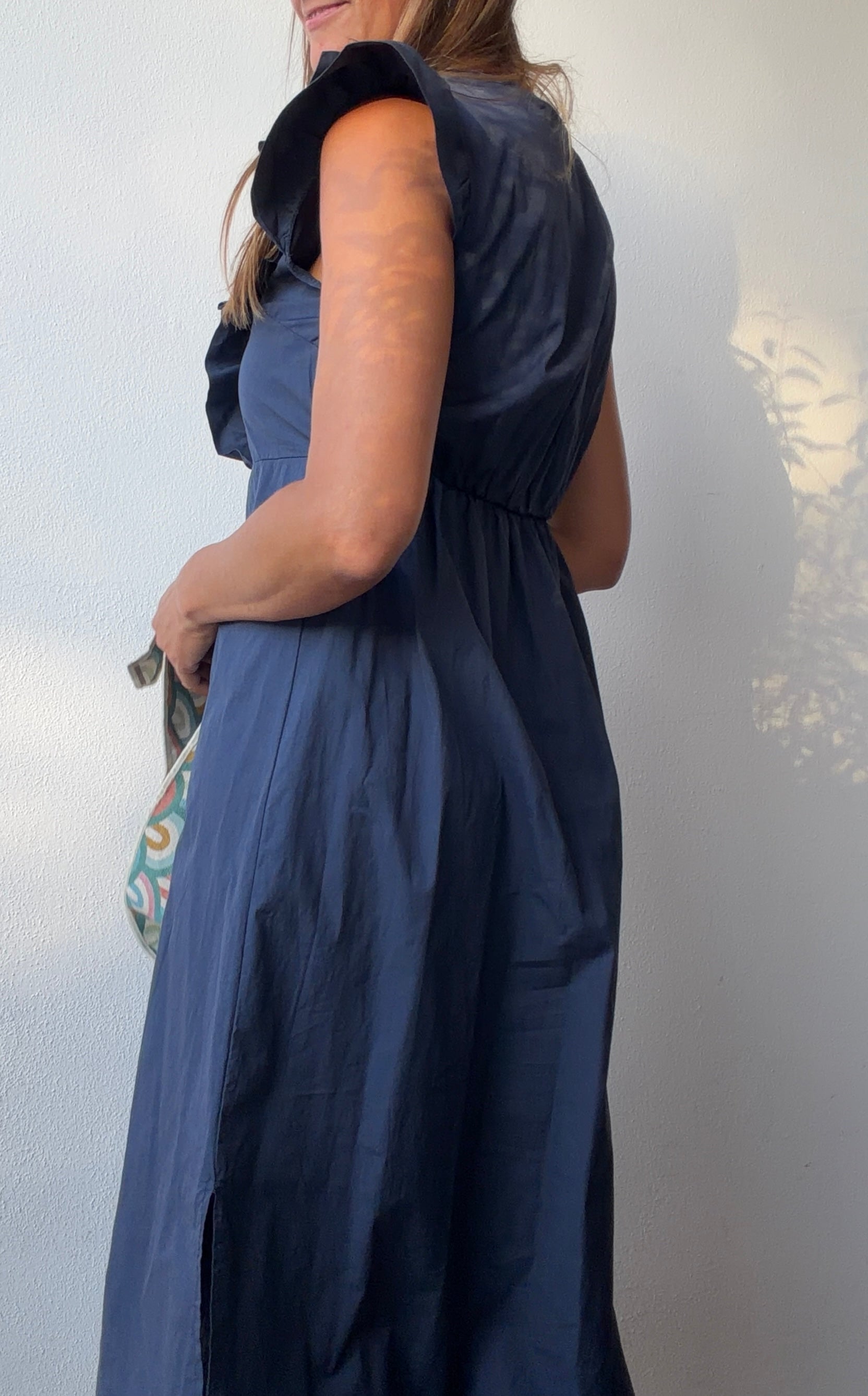 Vestido Babados Marinho