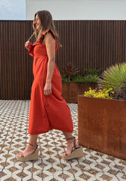 Vestido Babados laranja