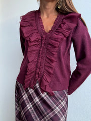 Camisola Volantes Vinho