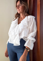 Blusa Folhos Branca
