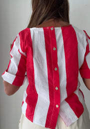 Blusa riscas vermelho
