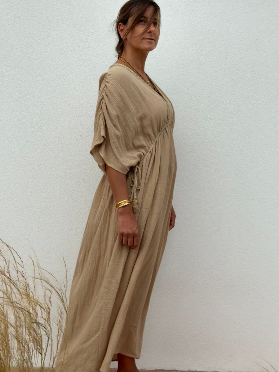 Kaftan Trança Areia