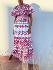 Vestido Folk Rosa