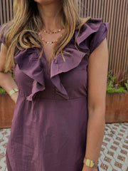 Vestido Babados ameixa