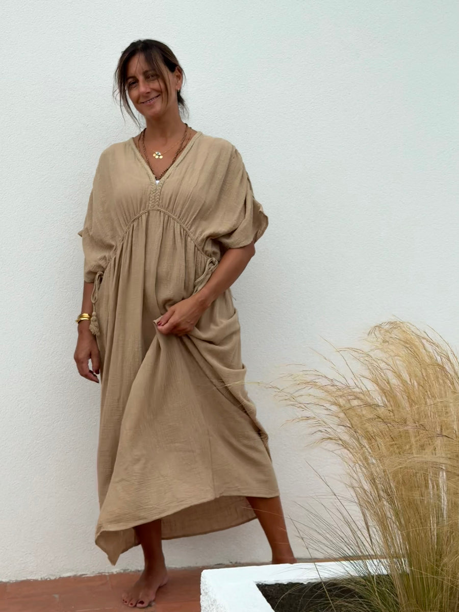 Kaftan Trança Areia
